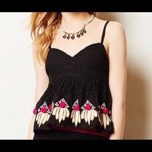 Anthropologie Leifsdottir Carina Eyelet Pompom Top